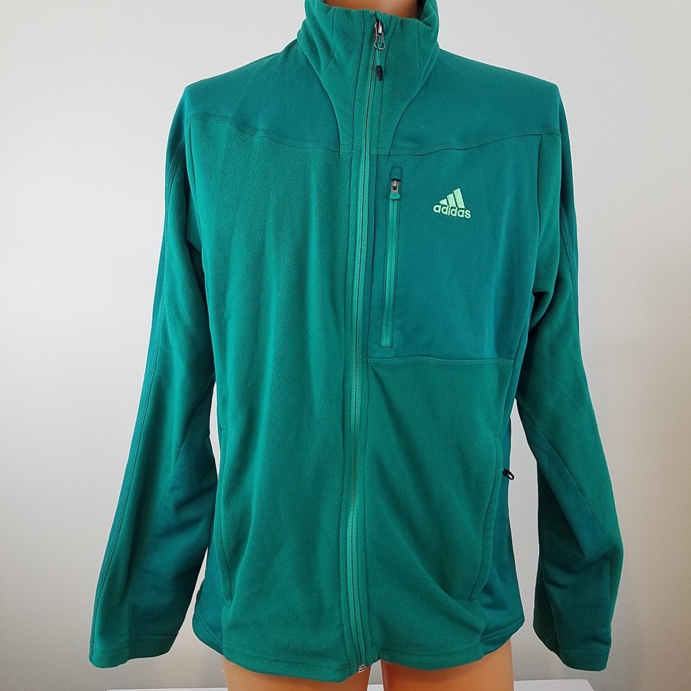 Adidas Womens Full Zip Green Jacket Size Large